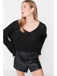 Trendyol Sweter w kolorze czarnym rozmiar: S. Czarne swetry Trendyol, s, bez wzorów, z wełny, bez ramiączek. Za 56.99 zł.