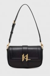 Karl Lagerfeld torebka skórzana kolor czarny. Czarne listonoszki KARL LAGERFELD, bez wzorów, z materiału, bez dodatków. Za 1,549.90 zł.