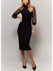 Milan Kiss Sukienka w kolorze czarnym rozmiar: M. Czarne sukienki Milan Kiss, na co dzień, m, bez wzorów, bez kołnierzyka, bez ramiączek, midi, proste. Za 166.10 zł.