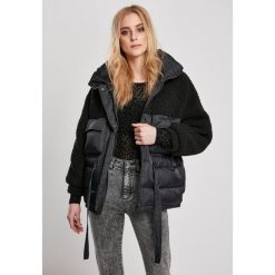 Kurtka damska Urban Classics sherpa mix puffer. Czarne kurtki Urban Classics, bez wzorów, z puchu, bez kaptura. W wyprzedaży za 280.50 zł.