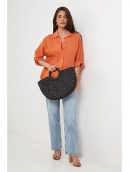 Lin Passion Lniana koszula w kolorze pomarańczowym rozmiar: 40/42. Pomarańczowe koszule Lin Passion, bez wzorów, z koronki, klasyczne, bez kołnierzyka, bez ramiączek. Za 143.99 zł.