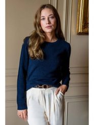 Maison Héritage Cashmere Kaszmirowy sweter w kolorze granatowym rozmiar: M. Niebieskie swetry Maison Héritage Cashmere, m, bez wzorów, z kaszmiru, bez ramiączek. Za 459.04 zł.