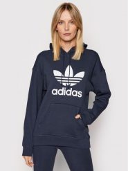 Adidas Bluza adicolor Trefoil HE6951 Granatowy Regular Fit. Niebieskie bluzy adidas, bez wzorów, z bawełny, bez kaptura. Za 159.99 zł.