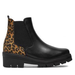 Sztyblety Tamaris. Czarne botki Tamaris, bez wzorów, bez obcasa, na płaskiej podeszwie, bez zapięcia. Za 279.99 zł.