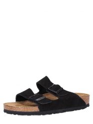Birkenstock Skórzane klapki "Arizona" w kolorze czarnym rozmiar: 43. Czarne klapki Birkenstock, bez wzorów, ze skóry, klasyczne, z otwartym noskiem, bez obcasa, bez zapięcia. Za 224.95 zł.