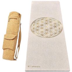 Mata do jogi z gumy i konopi 4,5mm +Torba ze skóry korkowej - Kwiat życia złoty. Żółte torby sportowe ACHAMANA, bez wzorów, z bawełny, na ramię, duże. Za 529.00 zł.
