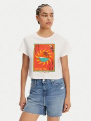 Roxy T-Shirt ERJZT05921 Biały Relaxed Fit. Białe t-shirty Roxy, xs, bez wzorów, z bawełny, bez kołnierzyka, bez ramiączek. Za 119.99 zł.