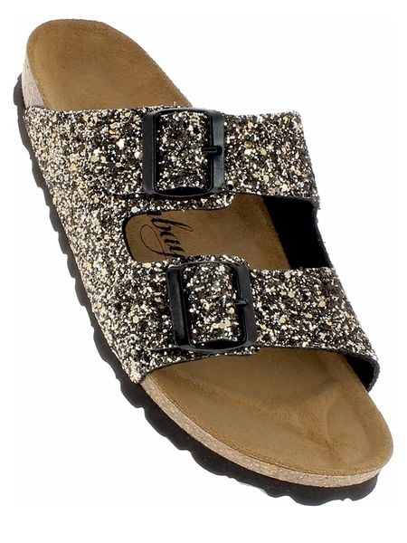 Sunbay Klapki "Trefle" w kolorze złotym rozmiar: 37. Żółte klapki Sunbay, bez wzorów, klasyczne, z otwartym noskiem, bez obcasa, bez zapięcia. Za 114.44 zł.