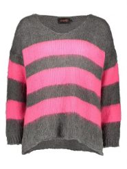 Miss goodlife Sweter "Stripes" w kolorze ciemnoszaro-jasnoróżowym rozmiar: XS. Różowe swetry miss goodlife, xs, bez wzorów, z wełny, bez ramiączek. Za 104.89 zł.