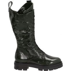 ZIELONE BOTKI M79307 VERDE. Zielone botki Venezia, bez wzorów, ze skóry, bez obcasa, bez zapięcia. Za 459.00 zł.