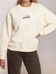 Bluza crewneck z nadrukiem - kremowy. Białe bluzy bez kaptura Sinsay, l, bez wzorów, bez kaptura, do biegania. Za 49.99 zł.