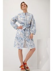 Josephine & Co Sukienka "Geike" w kolorze niebiesko-białym rozmiar: 40. Białe sukienki Josephine & Co, na co dzień, bez wzorów, z bawełny, bez kołnierzyka, bez ramiączek, midi, proste. Za 359.13 zł.