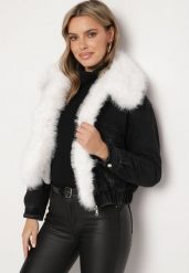 Czarna Kurtka Jeansowa z Futerkiem z Dużymi Kieszeniami Vertigala. Czarne kurtki Born2be, l, bez wzorów, z jeansu, eleganckie, bez kaptura. W wyprzedaży za 213.49 zł.