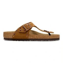 Birkenstock Gizeh Rivet LEVE Mink Japonki damskie. Brązowe japonki Birkenstock, bez wzorów, ze skóry, eleganckie. Za 529.99 zł.