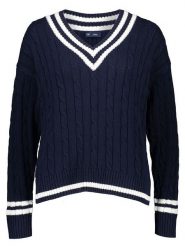 GAP Sweter w kolorze granatowym rozmiar: S. Niebieskie swetry GAP, s, bez wzorów, ze splotem, bez ramiączek. Za 153.71 zł.