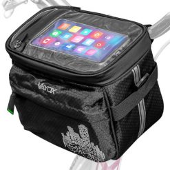Sakwa rowerowa na kierownicę VAYOX VA0167 z etui na telefon 4,6l. Czarne torebki klasyczne VAYOX, bez wzorów, sportowe, bez dodatków. Za 84.90 zł.