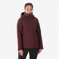 Kurtka turystyczna damska zimowa Quechua NH100 3w1 0°C wodoodporna. Szare kurtki przeciwdeszczowe QUECHUA, na zimę, l, bez wzorów, z materiału, z kapturem, trekkingowe. Za 299.99 zł.