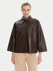 Weekend Max Mara Kurtka skórzana Stecca 2525446051 Brązowy Relaxed Fit. Brązowe kurtki Weekend Max Mara, bez wzorów, ze skóry, bez kaptura. Za 2,499.00 zł.