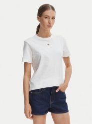 Calvin Klein Jeans T-Shirt LV047F227G Biały Classic Fit. Białe t-shirty Calvin Klein Jeans, s, bez wzorów, z bawełny, bez kołnierzyka, bez ramiączek. Za 169.99 zł.