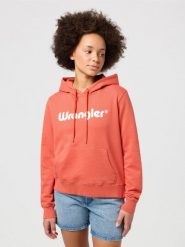 WRANGLER DAMSKA BLUZA Z KAPTUREM WRANGLER REGULAR HOODIE BURNT SIENNA 112350336. Bluzy Wrangler, s, bez wzorów, bez ramiączek, z kapturem. Za 189.99 zł.