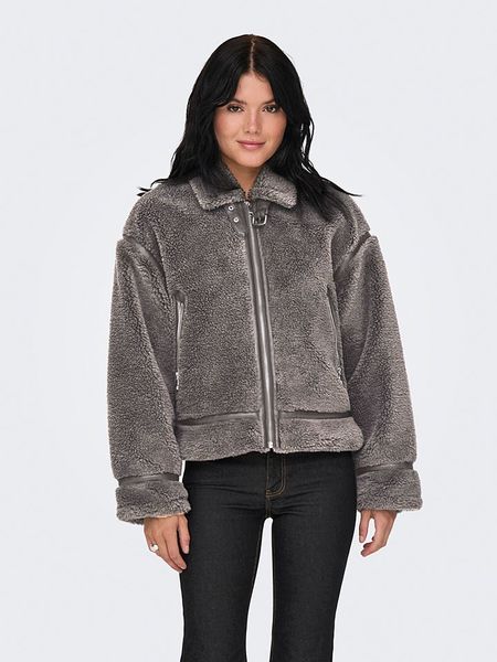 ONLY Pluszowa kurtka w kolorze szarym rozmiar: XL. Szare kurtki ONLY, xl, bez wzorów, z polaru, bez kaptura. Za 118.01 zł.