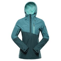 Kurtka damska turystyczna wodoodporna 10.000 Norema 3. Zielone kurtki przeciwdeszczowe Alpine Pro, bez wzorów, bez kaptura, trekkingowe. W wyprzedaży za 679.00 zł.