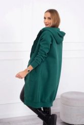 Bluza ocieplana długa z kapturem ciemno zielona. Zielone bluzy KESI, l, bez wzorów, z bawełny, bez ramiączek, z kapturem. Za 313.67 zł.