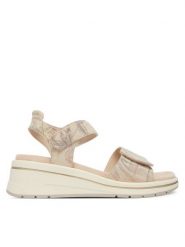 Caprice Sandały 9-28305-46 Beżowy. Brązowe sandały Caprice, bez wzorów, ze skóry, bez obcasa, na koturnie, bez zapięcia. Za 228.99 zł.