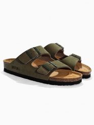 BAYTON Klapki "Atlas" w kolorze khaki rozmiar: 40. Brązowe klapki Bayton, bez wzorów, klasyczne, z otwartym noskiem, bez obcasa, bez zapięcia. Za 155.95 zł.