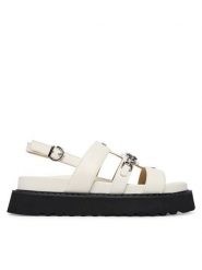 PINKO Sandały Kate 06 SD0517 P001 Biały. Białe sandały Pinko, bez wzorów, ze skóry, bez obcasa, na płaskiej podeszwie, bez zapięcia. Za 1,222.99 zł.