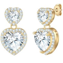 Yokoamii Kolczyki wiszace serce z pozlacanego mosiadzu z cyrkonia 1 ct Damski. Białe kolczyki Yokoamii, z cyrkonią, pozłacane. Za 159.99 zł.