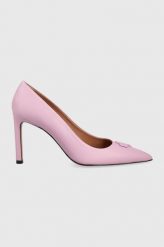BOSS szpilki skórzane Janet Pump 90 50488242 kolor fioletowy. Fioletowe szpilki Boss, bez wzorów, bez obcasa, na obcasie, bez zapięcia. Za 999.90 zł.