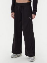 Puma Spodnie dresowe Ess 629804 Czarny Wide Leg. Czarne spodnie dresowe Puma, bez wzorów, z dresówki. Za 179.99 zł.