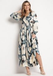 Beżowo-Zielona Satynowa Sukienka Maxi Rozkloszowana z Guzikami Ulrina. Zielone sukienki Born2be, s, bez wzorów, z materiału, eleganckie, bez kołnierzyka, bez ramiączek, maxi, rozkloszowane. W wyprzedaży za 72.24 zł.