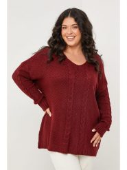 Curvy Lady Sweter w kolorze bordowym rozmiar: 44/46. Czerwone swetry Curvy Lady, bez wzorów, klasyczne, bez ramiączek. Za 156.98 zł.
