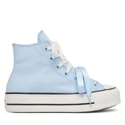 Trampki Converse. Niebieskie trampki Converse, bez wzorów, bez zapięcia. Za 449.99 zł.