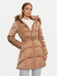 Guess Kurtka puchowa New Olga W4BL40 WEX52 Beżowy Regular Fit. Brązowe kurtki Guess, xxl, z aplikacjami, z puchu, bez kaptura. Za 799.99 zł.