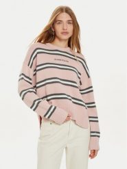 Guess Jeans Sweter W4BR09 Z3HM1 Różowy Regular Fit. Czerwone swetry Guess Jeans, xl, z aplikacjami, z bawełny, bez ramiączek. Za 219.99 zł.