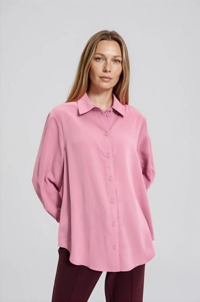 Koszula oversize różowa. Czerwone koszule MOODO, s, bez wzorów, z poliesteru, bez kołnierzyka, bez ramiączek. Za 109.99 zł.