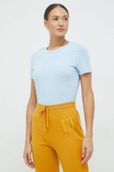 Vero Moda t-shirt bawełniany. Niebieskie t-shirty Vero Moda, l, bez wzorów, z bawełny, bez kołnierzyka, bez ramiączek. W wyprzedaży za 43.99 zł.