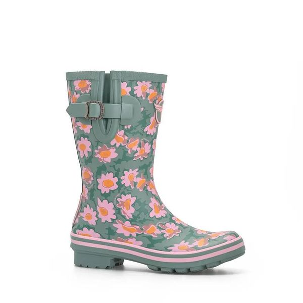 Kalosze damskie Rouchette Daisies. Zielone kalosze ROUCHETTE, bez wzorów, z bawełny, bez zapięcia. Za 314.50 zł.