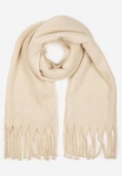 Jasnobeżowy Szalik z Ozdobnymi Frędzlami Esariana. Brązowe szaliki i kominy Born2be, bez wzorów, klasyczne. Za 29.99 zł.