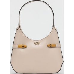 Guess torebka kolor brązowy. Brązowe shopper bag Guess, z aplikacjami, na ramię, bez dodatków. W wyprzedaży za 449.99 zł.