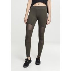 Legginsy damskie w dużych rozmiarach Urban Classic mesh elastic. Zielone legginsy Urban Classics, bez wzorów, z meshu. Za 152.50 zł.