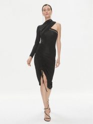 Just Cavalli Sukienka koktajlowa 75PAO9A7 Czarny Slim Fit. Czarne sukienki Just Cavalli, bez wzorów, z wiskozy, wizytowe, bez kołnierzyka, bez ramiączek. Za 1,769.00 zł.