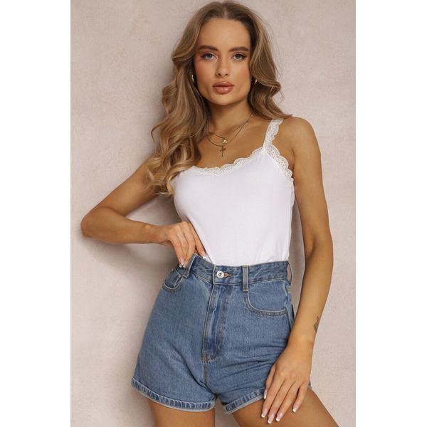 Biały Top Bawełniany Tryphelaia. Białe topy Renee, l, bez wzorów, z bawełny, klasyczne, bez kołnierzyka, bez ramiączek. Za 19.99 zł.