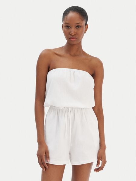 Seafolly Kombinezon Crinkle 55537-PS Biały Regular Fit. Białe sukienki Seafolly, s, bez wzorów, z bawełny, bez kołnierzyka, bez ramiączek. Za 389.99 zł.