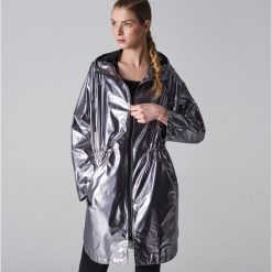 Srebrna parka z kapturem - Srebrny. Płaszcze marki Sinsay. Za 99.99 zł.