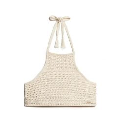 Krótka bluzka na ramiączkach z szydełka dla kobiet Superdry. Białe bielizna termoaktywna damska Superdry, bez wzorów, z koronki, bez ramiączek. Za 146.70 zł.