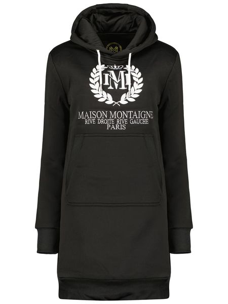 Maison Montaigne Sukienka dresowa "Giqueen" w kolorze czarnym rozmiar: S. Czarne sukienki Maison Montaigne, s, bez wzorów, z dresówki, bez kołnierzyka, bez ramiączek, mini. Za 96.83 zł.